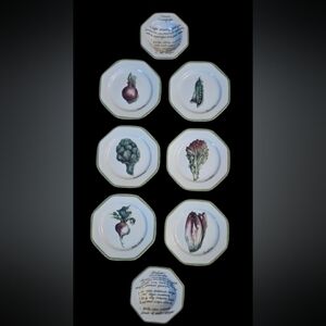 *NWOT William Sonoma Vegetable Garden Appetizer Plates 6 w/2 Dressing Bowls